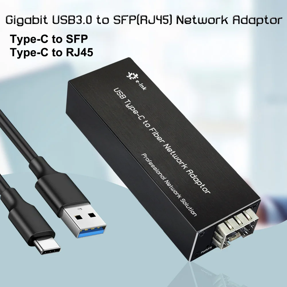 Гигабитная сетевая карта Type-C к SFP/ RJ45, мини-адаптер Ethernet USB3.0 к сетевой карте NIC, Совместимый с Windows Server / Windows / Linux / Mac OS 0
