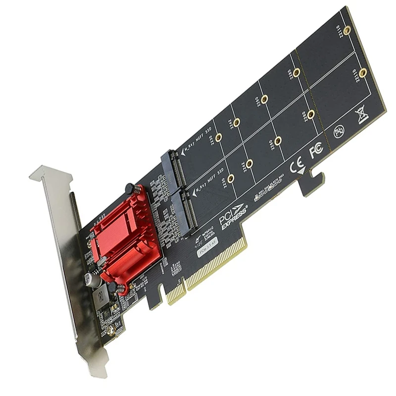 Двойной адаптер NVMe PCIe, M.2 NVMe SSD для PCI-E с поддержкой карт 3.1 X8/X16 M.2 (ключ M) NVMe SSD 22110/2280/2260/2242 5