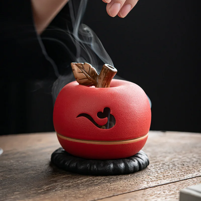Керамическая курильница для благовоний с хурмой Apple Zen, домашняя Курильница для благовоний Tranquility 0