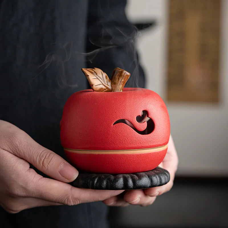 Керамическая курильница для благовоний с хурмой Apple Zen, домашняя Курильница для благовоний Tranquility 3