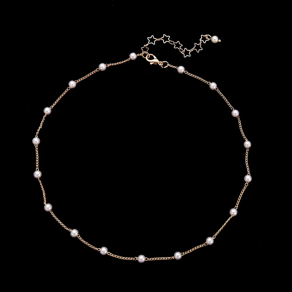 Модное Элегантное ожерелье 2021 года, Шарм, Имитация жемчужных бусин, Колье-чокер для женщин Kolye Collier Femme 4