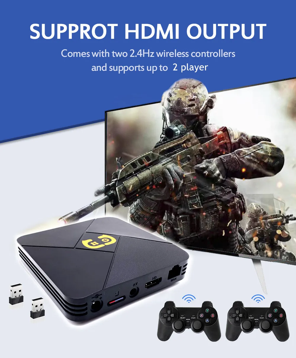 Новая Игровая Консоль С Двойной Системой Поддержки AV HD Wifi 4K Android TV Box Ретро Игровой Плеер Classic Для PS1 N64 PSP Игровых Плееров 0