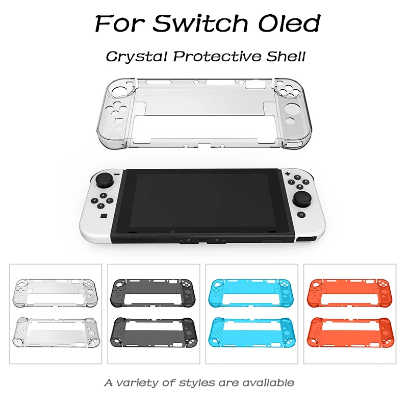 Прозрачный защитный чехол для Nintend Switch OLED JoyCons Shell TPU + PC Чехол для док-станции для консоли Switch OLED 0
