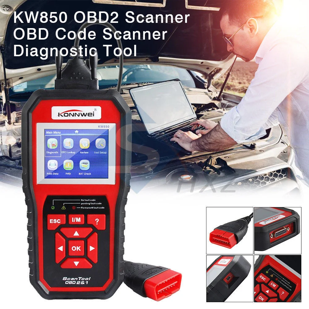 Профессиональный Сканер OBD2 KW850 Code Reader Для Диагностики Двигателя Автомобиля EOBD Scan Tool для Всех Автомобилей по Протоколу OBDII и CAN С 1996 года 1
