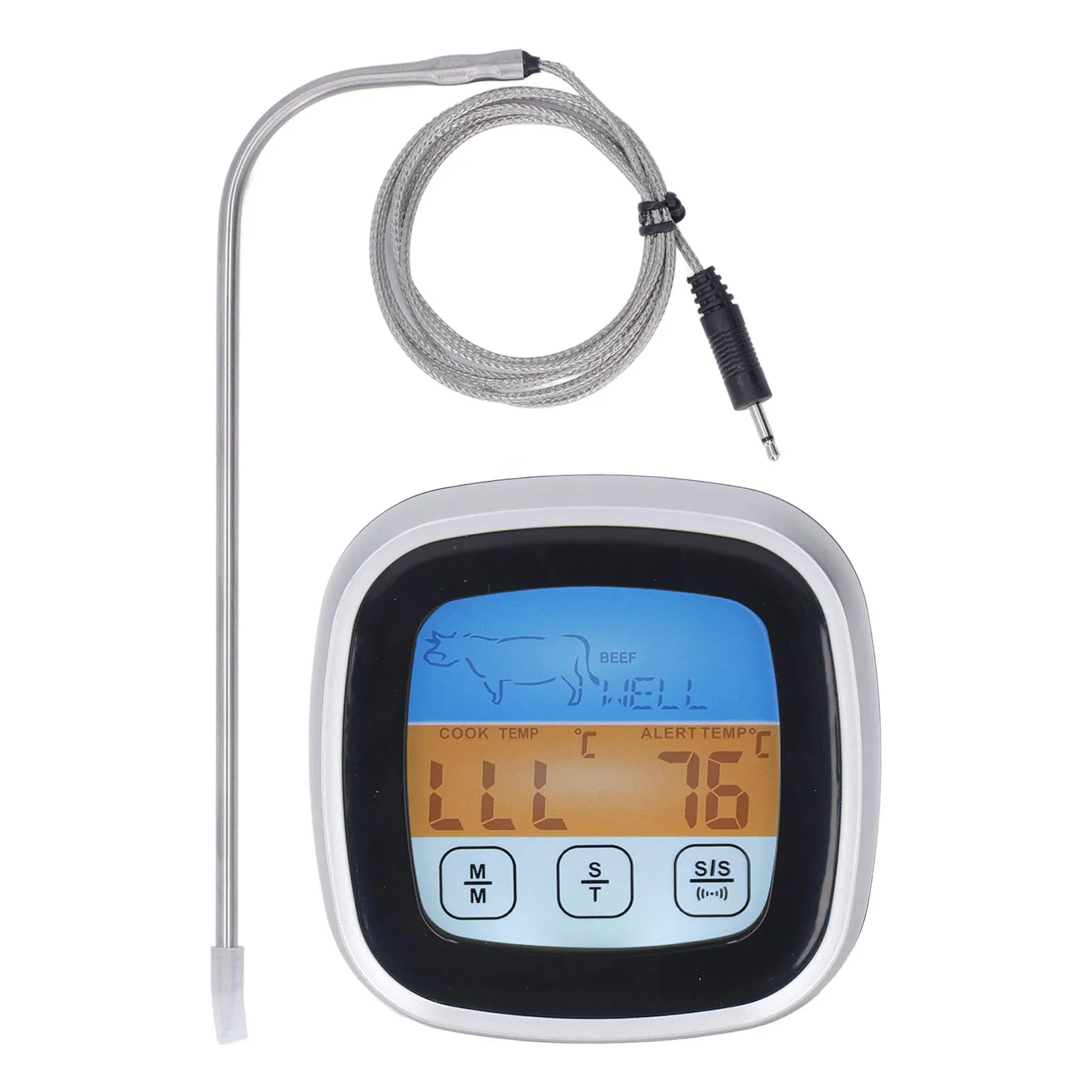Термометр для мяса, цифровой термометр для мяса, корпус из АБС-пластика, звуковой сигнал, светодиодный дисплей для кухни 0