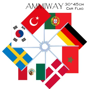 Автомобильный Флаг AMMEWAY 30x45 см Португалия Германия Марокко Дания Мексика Швеция Южная Корея Национальные Автомобильные Флаги и Баннеры Стран Мира