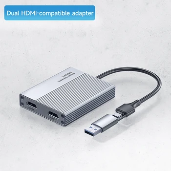 Адаптер 4K-дисплея, совместимый с USB 3.0 и двойным HDMI, Совместим с чипом Apple M1 M2 Windows Mac DisplayLink DL6950