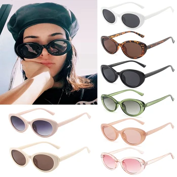 Винтажные овальные солнцезащитные очки дизайнерского бренда Ретро солнцезащитные очки в маленькой оправе, готические очки для женщин, мужская уличная одежда, очки