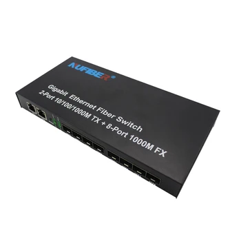 Гигабитный SFP-коммутатор NUFIBER, преобразователь 8 SFP в 2 RJ45, 1000 Мбит / с, модуль SFP 8 * 1.25 G, оптический Ethernet-коммутатор