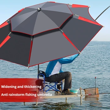 Двухслойный складной большой садовый зонтик длиной 1,8-2,6 м, ветрозащитный зонт, большой открытый зонт для пляжа, зонт для рыбалки, зонт-тень