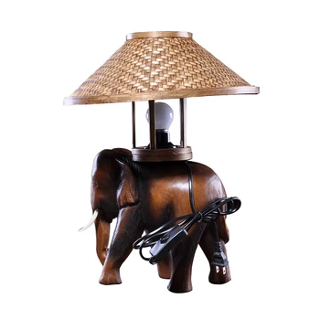 Деревянные Декоративные настольные лампы из Юго-Восточной Азии, прикроватная лампа для спальни, креативная личность, деревянные настольные лампы в форме ретро-слона