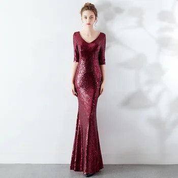 Длинное, тонкое и элегантное платье kalinu, однотонное, расшитое бисером, длинное вечернее платье