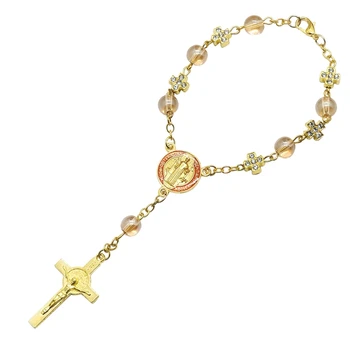 Золото для креста Браслет с четками Католические Святые Бусы Аксессуары для рук Ювелирные изделия для мужчин и женщин Украшение для молитв Guft G5AB