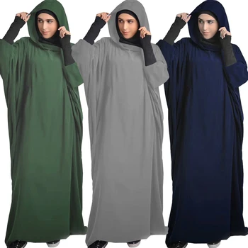 Ид С Капюшоном Мусульманские Женщины Платье-Хиджаб Молитвенная Одежда Джилбаб Абая Длинный Химар Полное Покрытие Рамадан Платье Абаи Исламская Одежда Никаб