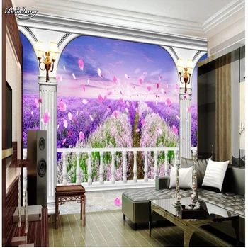 изготовленные на заказ цветы лаванды beibehang 3D TV background настенная роспись фрески обои для фоновой стены спальни