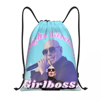 Изготовленный на Заказ Mr Worldwide Says To Girlboss Сумка на Шнурке для Покупок Рюкзаки для Йоги Мужчины Женщины Pitbull Sports Gym Sackpack