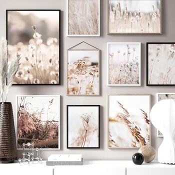 Картина на холсте Осенние растения, настенный арт-пейзаж, плакаты на скандинавскую тему и аниме, стена для декора гостиной, аниме-украшения
