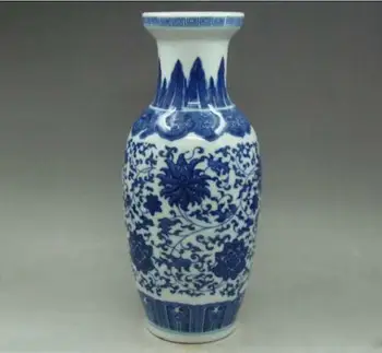 Китайская Ручная работа, Бело-голубая Роспись по фарфору, Элегантная Ваза из ротанга с цветами