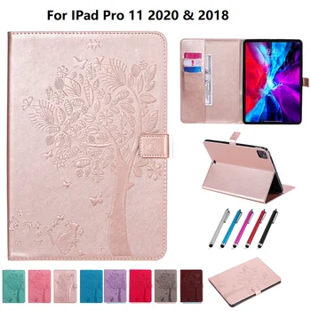 Кошелек С Тисненым Деревом Cat Smart Cover Для iPad Pro 11 Inch Case 2020 2018 Чехол-подставка для планшета Funda Case For 11 2020 iPad Pro Case Coque