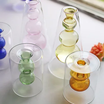 Креативные украшения для ваз из цветного стекла в скандинавском стиле, Креативная Гидропонная сушилка для прозрачных цветов, Украшение для гостиной
