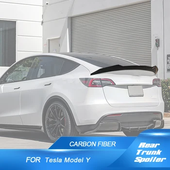 Кромка Крыла Заднего Спойлера Автомобиля Из Настоящего Углеродного Волокна Для Tesla Model Y 4-Дверный 2019-2023 Задний Спойлер Багажника Кромка Багажника Кромка Крыла