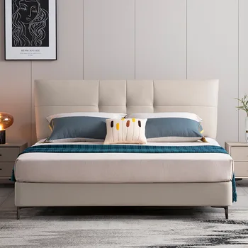 Лаконичный и современный рисунок из 1,8 метра двойной кожи в главной спальне bed INS web celebrity Nordic light luxur