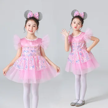 Летнее бутик-платье с пайетками для маленьких девочек, модное праздничное платье для девочек, розовое детское новое в платьях