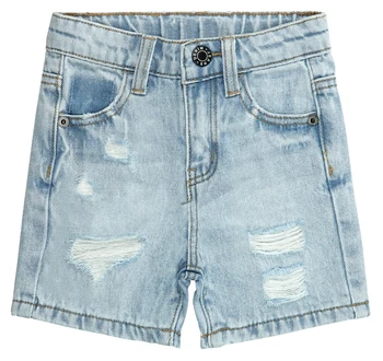 Летние джинсовые шорты для мальчиков KIDSCOOL SPACE, рваная мягкая тонкая резинка внутри джинсовых брюк наполовину
