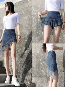 Летняя женская джинсовая юбка, модная сексуальная винтажная облегающая юбка с высокой талией, Элегантная обертка, эстетичные длинные юбки миди для женщин, Корейская мода