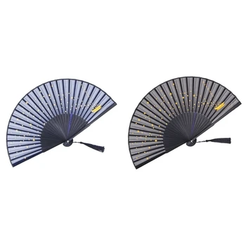 Маленький складной ручной веер для женщин, бамбуковые шелковые веера в японском винтажном стиле для украшения свадебных танцев
