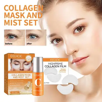 Маска Для глаз Highprime Collagen Film & Vitamin C Mist Kit Korea Highprime Collagen Растворимый Увлажняющий Крем Для Улучшения Яркости