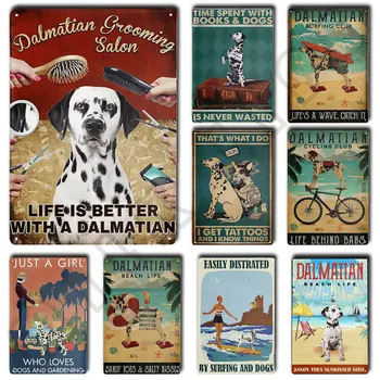 Металлическая жестяная вывеска салона далматинских собак Винтажная вывеска для зоомагазина Sweet Home, туалета, кофейни, библиотеки, пляжного декора стен 12 X 8 дюймов