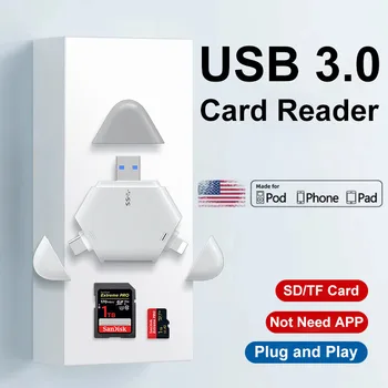 Многофункциональный Адаптер для чтения USB 3.0 3 в 1 Для Флэш-накопителя Apple iPhone OTG Card Reader Type-C/TF/SD Адаптер Для чтения Карт памяти