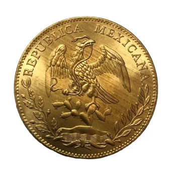 Монета Мексики 38 мм для коллекции, памятные монеты с позолотой, 1882 Мексиканский орел свободы, антикварные поделки