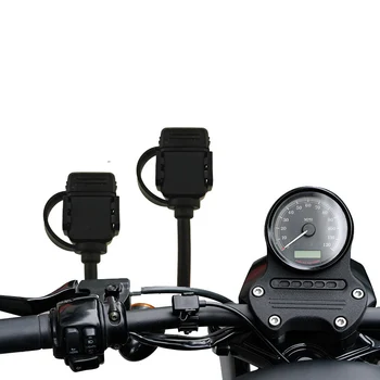 Мотоцикл С Двойным USB-Портом 12V-24V 2.4A IPX6 Водонепроницаемое USB-Зарядное Устройство с Micro USB-Кабелем для Зарядки Смартфонов GPS