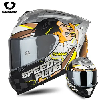 Мотоциклетный шлем SOMAN SM961S с полным лицом, Уличный Шлем, Мото Для мужчин, Взрослый Крутой Мотоциклист, Уличный туристический Мотоциклетный шлем, Одобренный DOT