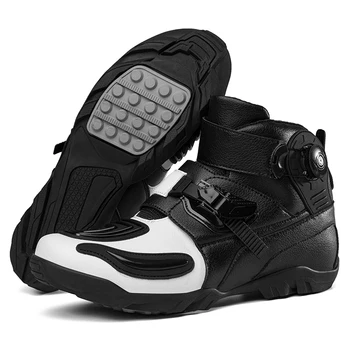 Мужская и женская мотоциклетная обувь для уличной езды, ботинки, Мотоциклетная защитная спортивная обувь для бездорожья, короткие ботильоны, черные, мужские Размеры 11,5, 48 евро