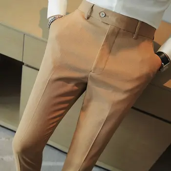 Мужские брюки 2023 Уличная Мода Классические Повседневные Весенние Прямые Брюки В Корейском Стиле Из Драпа Офисный Костюм Брюки Одежда P167
