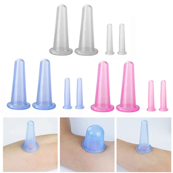 Набор вакуумных банок для массажа из 4 предметов, силиконовая чашка для терапии лица, Антицеллюлитный Массаж тела, Здравоохранение