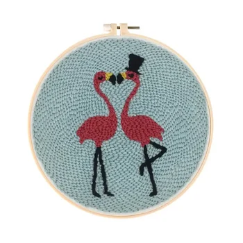 Набор для вышивания фламинго Крестиком Ручной работы, Игла для тыкания Шерстяными нитками, Набор для перфорации для женщин-рукодельниц, подарок начинающей маме