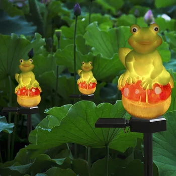 Наружные солнечные фонари Frog для декора сада, Водонепроницаемая солнечная садовая лампа для газона, наружная лампа для украшения дорожки и тротуара
