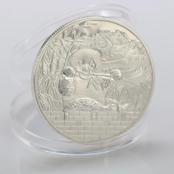 Новогодний Подарок Китай Серебряная Монета с Пандой 1 унция 40 мм Милые Животные Посеребренные Монеты