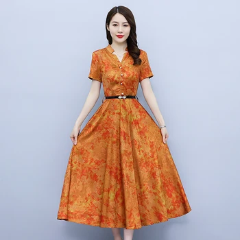 Новое летнее платье с цветочным рисунком 2023, темпераментное облегающее платье средней длины