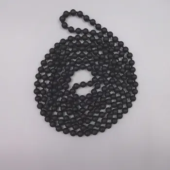 Ожерелье с узлом Длинное ожерелье Природный камень 6 мм Матовый Черный оникс Nceklaces Бусы для Йоги Мала с ручным узлом Черные ожерелья 42 дюйма