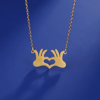 Ожерелья для объятий Cazador Kpop с сердечным жестом, для женщин, пара ювелирных изделий из нержавеющей стали, цепочка на шею, подарок на годовщину свадьбы 2023 г.