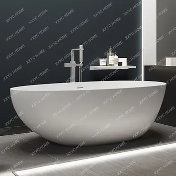 Отдельно стоящая ванна из искусственного камня, Напольный Медный Спринклерный кран для маленькой квартиры