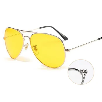 Пилотные желтые солнцезащитные очки, женские очки дневного и ночного видения, Классические брендовые дизайнерские Мужские солнцезащитные очки для вождения, очки с прозрачными линзами