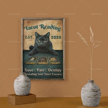 Плакаты с кошками -Плакаты для гадания на Таро, настенные рисунки с кошачьими таро, забавные плакаты с черными кошками, любовь, судьба и предначертание раскрывают суть