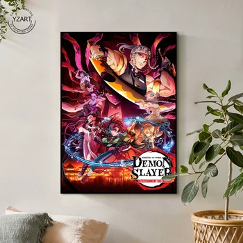 Плакаты с японским аниме-мультфильмом Demon Slayer, креативные принты, художественная роспись Дзеницу и Кеджуро для украшения детской комнаты дома