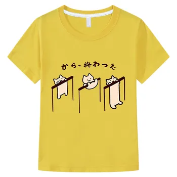Повседневные футболки с изображением Аниме One Cat, Милая Футболка с героями мультфильмов Funko Pop, 100% Хлопок, Комикс, Обычная Футболка с комиксами для мальчиков/девочек